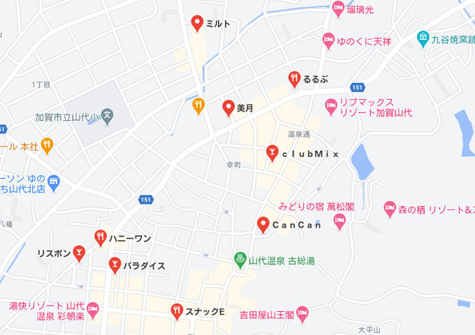 山代温泉のキャバクラ地図