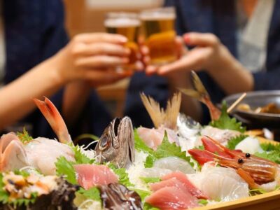 舟盛りで乾杯