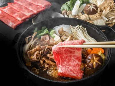 夕食の牛すき焼き鍋