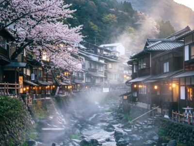 鶯宿温泉の温泉街