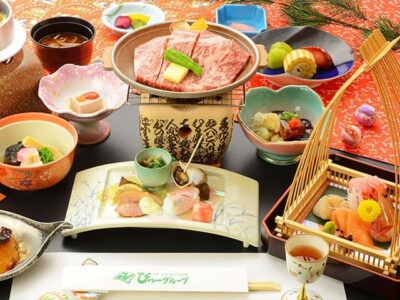 甲州牛贅沢会席・陶板焼き_石和びゅーほてる