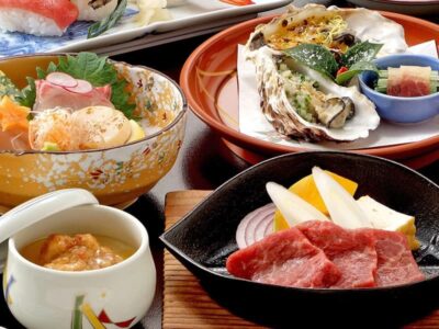 黒川温泉旅館の会席料理